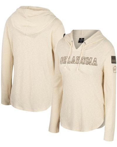 Colosseum Athletics Oklahoma Sooners Oht Military-inspired Appreciation Casey Raglan Long Sleeve Hoodie T-shirt - Natural