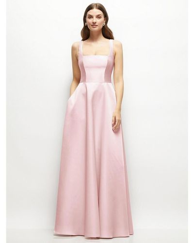 Dessy Collection Square-neck Satin Maxi Dress - Pink