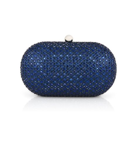 Badgley Mischka Woman's Reign Crystal Oval Minaudiere Bag - Blue