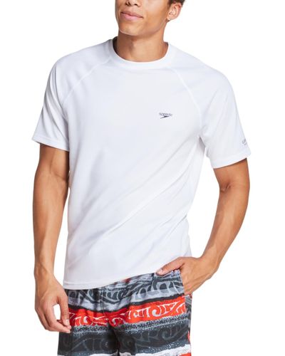Speedo Uv Swim Shirt Short Sleeve Regular Fit Solid - White