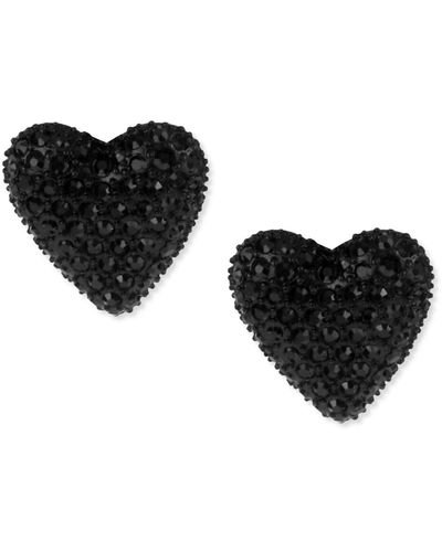 Betsey Johnson Heart Stud Earrings - Black