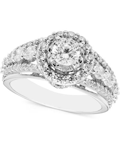 Macy's Diamond Halo Triple Row Engagement Ring (1-5/8 Ct. T.w. - Gray