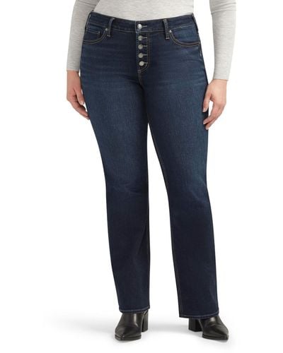 Silver Jeans Co. Plus Size Suki Mid Rise Curvy Fit Slim Bootcut Jeans - Blue