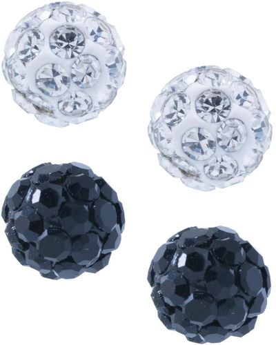Giani Bernini Crystal 4mm 2-pc Set Pave Stud Earrings - Black