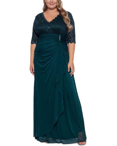 Betsy & Adam B&a By Plus Size V-neck Gown - Green