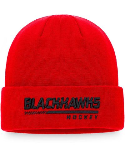 Fanatics Chicago Blackhawks Authentic Pro Locker Room Cuffed Knit Cap - Red
