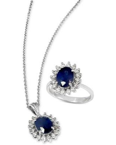 Effy Effy Sapphire Diamond Oval Pendant Ring Collection In 14k Gold - Blue