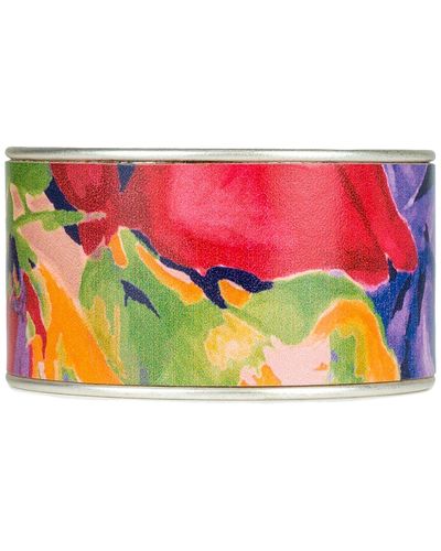 Patricia Nash Silver-tone Floral-print Leather Cuff Bracelet - Red