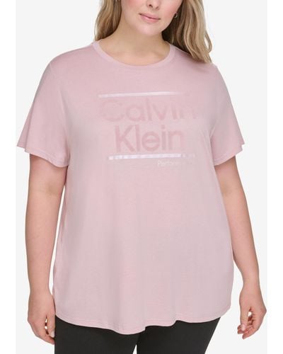 Calvin Klein Performance Plus Size Short-sleeve Logo Tee - Pink