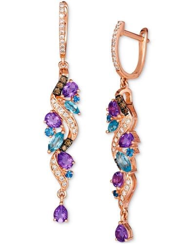 Le Vian ® Multi-gemstone (1-5/8 Ct. T.w.) & Diamond (3/8 Ct. T.w.) Drop Earrings In 14k Rose Gold - White