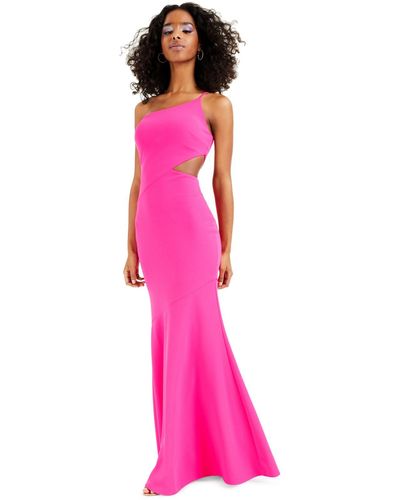 Betsy & Adam One-shoulder Side-cutout Gown - Pink