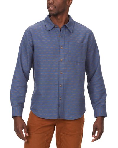Marmot Fairfax Classic-fit Dashed Stripe Button-down Flannel Shirt - Blue