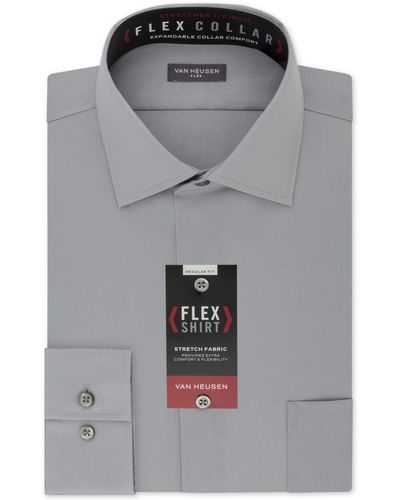 Van Heusen Classic-fit Wrinkle Free Flex Collar Stretch Solid Dress Shirt - Gray