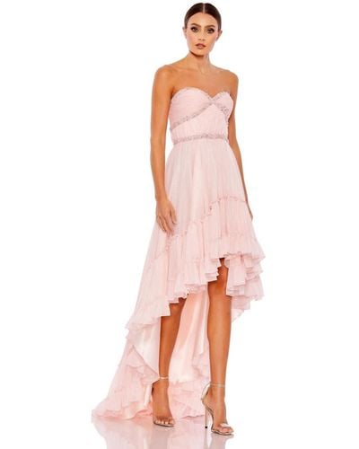Mac Duggal Beaded Ruffle High Low Gown - Pink