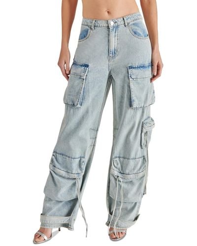 Steve Madden Duo Denim Cotton Cargo Pants - Blue