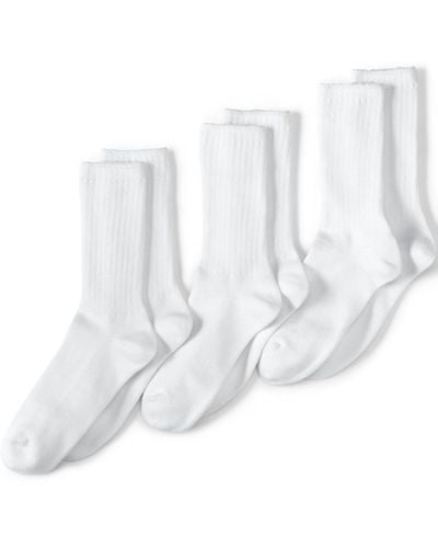 Lands' End School Uniform Crew Socks 3 Pack - White