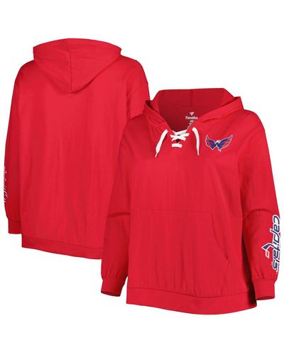 Profile Washington Capitals Plus Size Lace-up Pullover Hoodie - Red