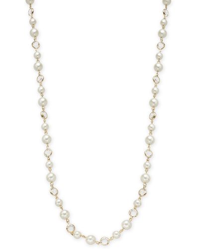 Charter Club Crystal & Imitation Pearl Strand Necklace - Metallic