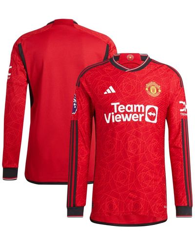adidas Manchester United 2023/24 Home Authentic Long Sleeve Jersey - Red