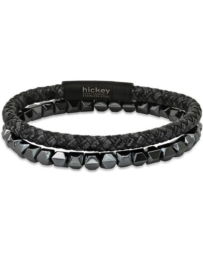 Hickey Freeman Hickey By Studded Faceted Hematite Beaded Stretch Bracelet - Black