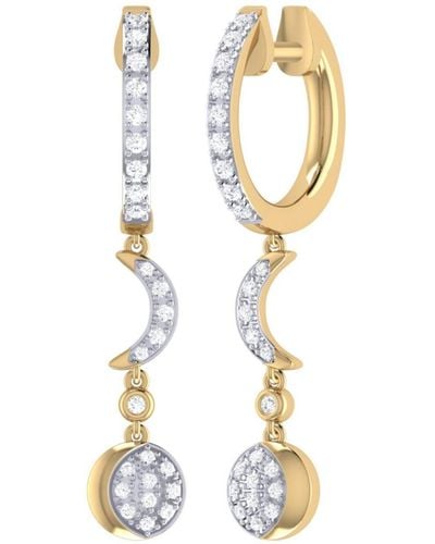 LuvMyJewelry Moonlit Phases Design Sterling Silver Diamond Hoop Earring - White