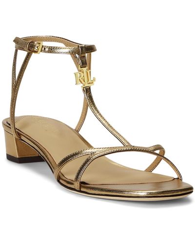 Lauren by Ralph Lauren Fallon Ankle-strap Embellished Flat Sandals - Metallic