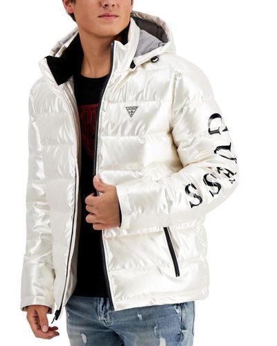 Guess Holographic Hooded Puffer Jacket - White