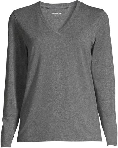 Lands' End Petite Relaxed Supima Cotton T-shirt - Gray