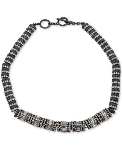Karl Lagerfeld Hematite-tone 16" toggle Collar Necklace - Metallic
