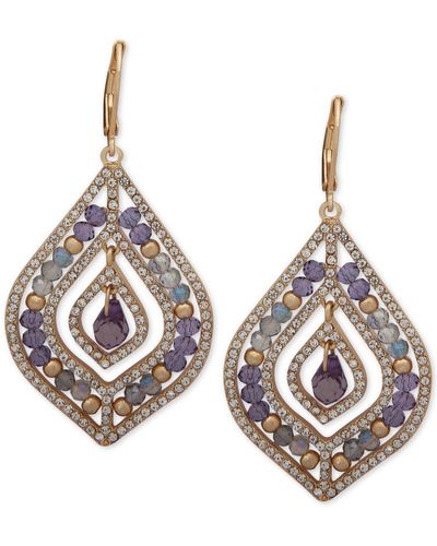 Lonna & Lilly Beaded Drop Earrings - Purple