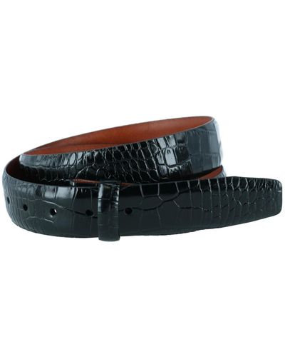 Trafalgar Leather Mock Crocodile Print 35mm Harness Belt Strap - Black