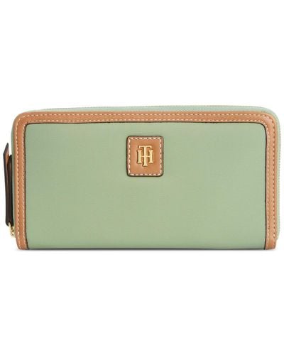 Tommy Hilfiger Julia Solid Nylon Zip Wallet - Green