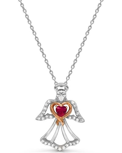 Macy's 14k Rose Gold Plated Angel Heart Pendant Necklace - White