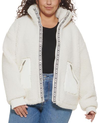 Levi's Trendy Plus Size Fleece Teddy Jacket - Natural