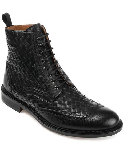 Taft Saint Handwoven Leather Wingtip Dress Boots - Black