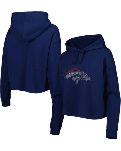 Cuce Denver Broncos Crystal Logo Cropped Pullover Hoodie - Blue