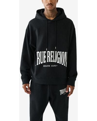 True Religion Relaxed Stretch Arch Hoodie - Black