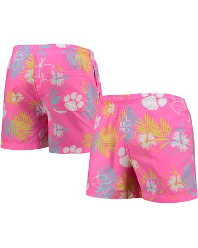 FOCO Clemson Tigers Neon Floral Swim Trunks - Pink