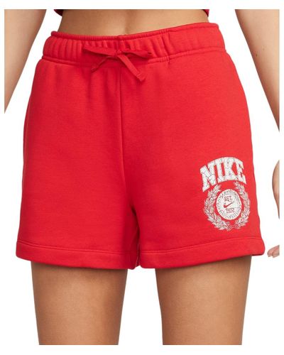 Nike Sportswear Club Fleece Mid-rise Pull-on Shorts - Red