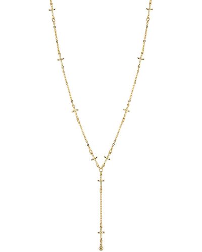 2028 14k Gold Tone Cross Chain Y Necklace 15" Adjustable - Yellow