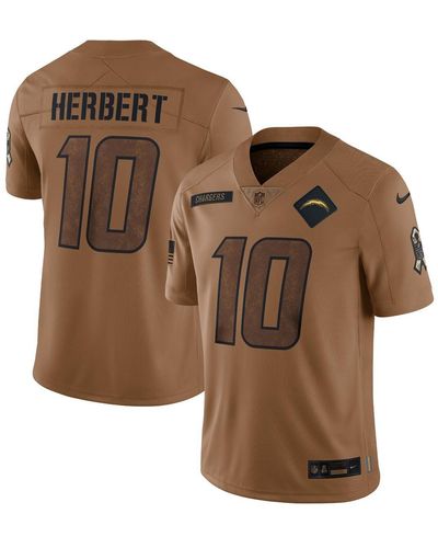 Nike Justin Herbert Distressed Los Angeles Chargers 2023 Salute To Service Limited Jersey - Brown