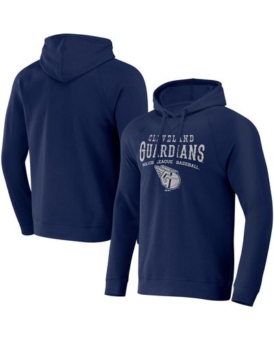 Fanatics Darius Rucker Collection By Cleveland Guardians Waffle-knit Raglan Pullover Hoodie - Blue