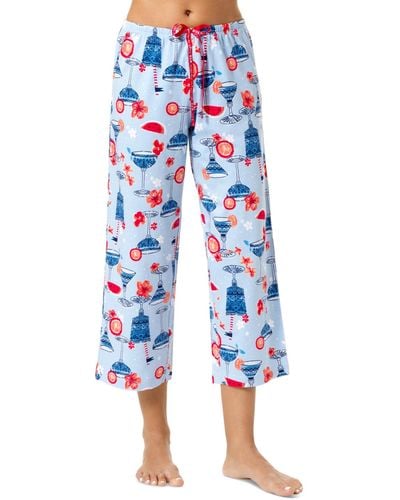 Hue Tipsy In Tucket Capri Pajama Pants - Blue