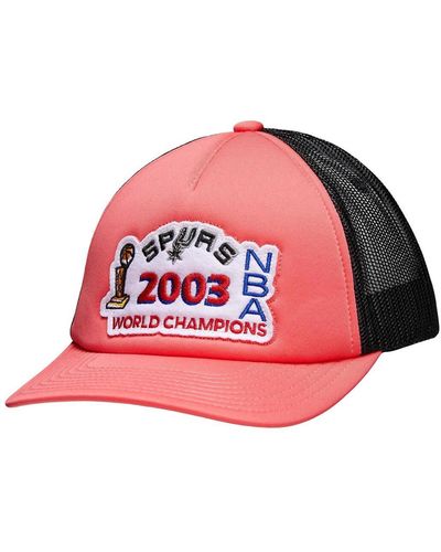 Mitchell & Ness San Antonio Spurs 2003 Nba Finals Champions Hardwood Classics Trucker Snapback Adjustable Hat - Pink