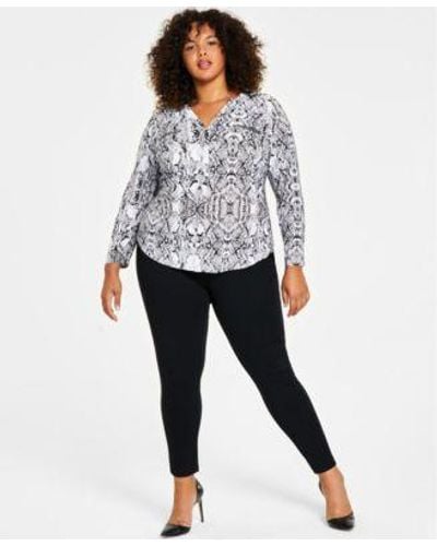 INC International Concepts Plus Size Zip Pocket Top Pull On Ponte Pants Created For Macys - Gray