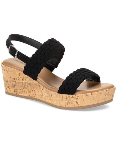 Style & Co. Madenaa Woven Platform Wedge Sandals - Black