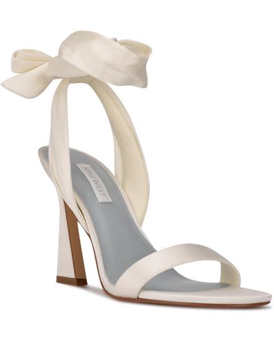 Nine West Kelsie Ankle Wrap Heeled Dress Sandals - White