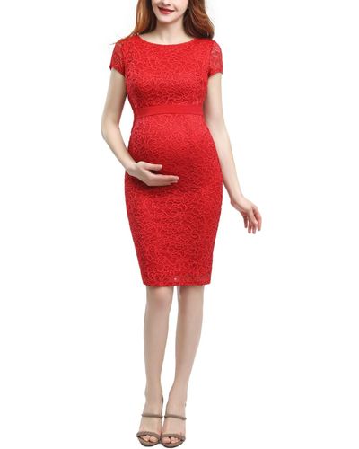 Kimi + Kai Kimi + Kai Maternity Lace Midi Dress - Red