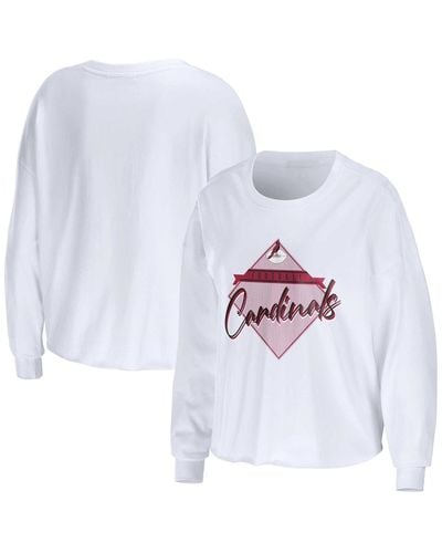 WEAR by Erin Andrews Arizona Cardinals Domestic Cropped Long Sleeve T-shirt - White