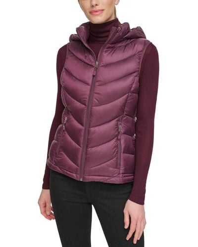 Charter Club Packable Hooded Puffer Vest - Purple